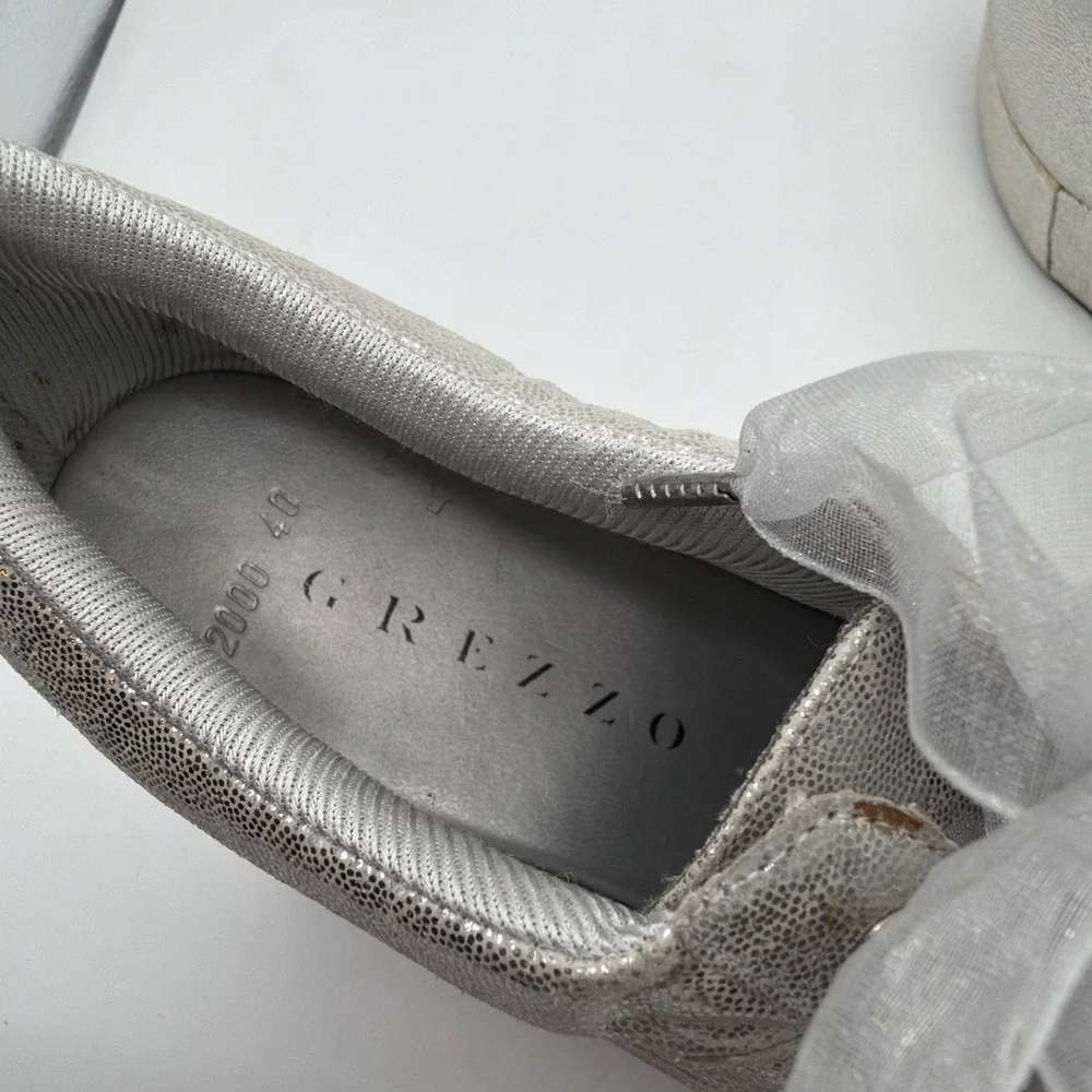 Grezzo Model 2000 Silver Metallic Wedge Platform Bridal Gala Sz 40 US 9.5 -10